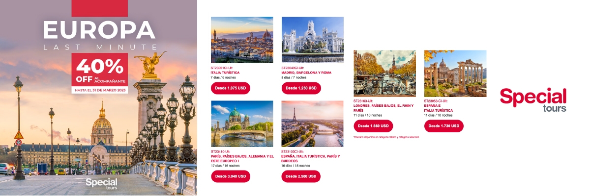 EUROPA 40% OFF AL ACOMPAANTE
